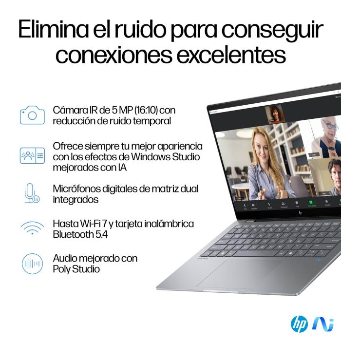 HP OmniBook X 14-fe0006ns Copilot+ PC Snapdragon X1E-78-100 Portátil 35,6 cm (14'') Pantalla táctil 2.2K 16 GB LPDDR5x-SDRAM — imagen 36 de 56