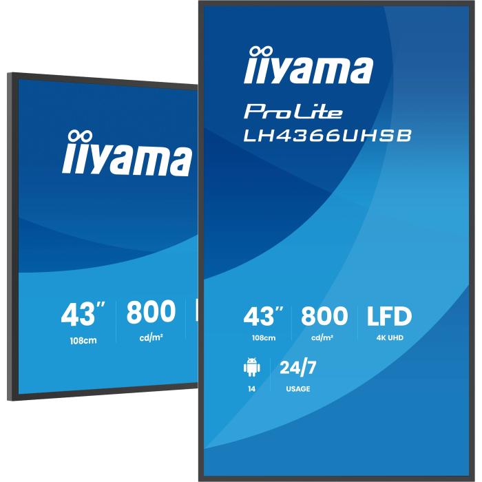 iiyama LH4366UHSB-B1AG pantalla de señalización Pantalla plana para señalización digital 109,2 cm (43'') LCD Wifi 800 cd / — imagen 17 de 26