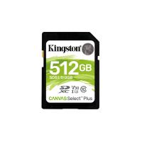 Kingston Technology Tarjeta SDXC Canvas Select Plus 100R C10 UHS-I U3 V30 de 512 GB