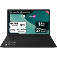 LG Gram 15Z80T-G.AS58B ordenador portatil Copilot+ PC AMD Ryzen AI 5 340 Portátil 38,1 cm (15'') Full HD 16 GB LPDDR5-SDRAM 1 TB SSD Wi-Fi 6E (802.11ax) Windows 11 Home Español Negro