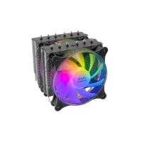Mars Gaming Disipador CPU, Doble Torre Refrigeración, 6 Heatpipes HCT, TDP 300 W, 2 Ventiladores ARGB PWM 12 cm, MCPUXT, Color Negro