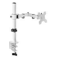 Mars Gaming MARM1 Blanco, Soporte de Monitor de Brazo para Pantallas Hasta 32”, Articulado y Regulable en Altura, Estructura Robusta, Compatible con VESA75 y VESA100