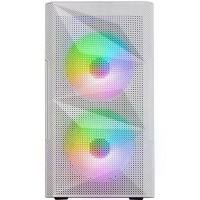 Mars Gaming MC-ME Blanco, Caja Gaming Compacta MicroATX, Ventana Lateral Completa Cristal Templado, Diseño Frontal Total-Mesh Geométrico, 2X Ventiladores FRGB 120mm