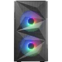 Mars Gaming MC-ME, Caja Gaming Compacta MicroATX, Ventana Lateral Completa Cristal Templado, Diseño Frontal Total-Mesh Geométrico, 2X Ventiladores FRGB 120mm, Negro