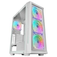 Mars Gaming MC-NEO, Torre Gaming XXL E-ATX, Ventana Lateral y Frontal Cristal Templado, 4X Ventiladores ARGB 120mm + Ventilador 120mm, Sistema CPU Freezer, Blanco