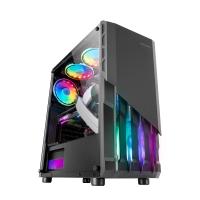 Mars Gaming MC-X2, Caja PC Gaming ATX, Frontal Acero FRGB, 2 Ventiladores 12cm FRGB, Ventana Lateral Completa, Negro