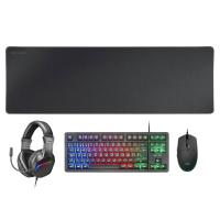 Mars Gaming MCP-RGB3, Pack Gaming Teclado Fixed RGB + Ratón Gaming RGB Flow 3200 DPI + Auriculares Over-Ear RGB + Alfombrilla XXL, Negro, Idioma Portugués
