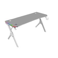 Mars Gaming MGD140RGB, Mesa Ergonómica Gaming RGB, Soporte Auriculares y Bebida, Alfombrilla Ratón, 140x60cm, Blanco