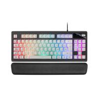 Mars Gaming MKAXWES Teclado Compacto TKL H-Mech, Iluminación RGB 9 Efectos, Reposamuñecas Gel, Blanco, Idioma Español