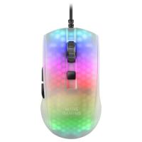 Mars Gaming MMRW, Ratón Gaming RGB Chroma, Estructura Translúcida Ultra-ligera 58 g, 12800 DPI, Switches Mecánicos HUANO, Blanco