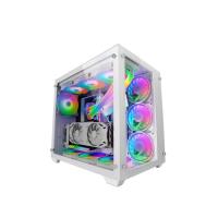 Mars Gaming Torre Gaming Custom XXL E-ATX, Ventana Cristal Templado Lateral y Frontal, Estructura Modular Doble Cámara, MCV3, Color Blanco