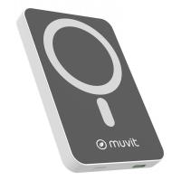 Muvit MCCHP0006 batería externa Polímero de litio 5000 mAh Cargador inalámbrico Gris, Blanco
