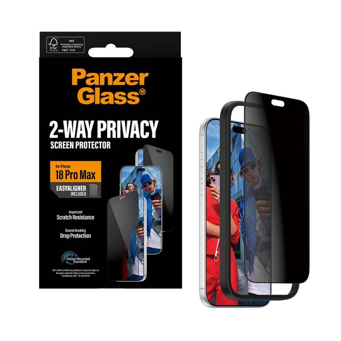 PanzerGlass ® 2-Way Privacy Screen Protector iPhone 18 Pro Max | Ultra-Wide Fit w. EasyAligner Protector de pantalla 1 — imagen 6 de 14