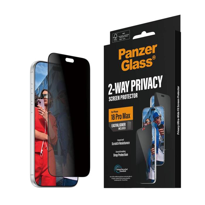 PanzerGlass ® 2-Way Privacy Screen Protector iPhone 18 Pro Max | Ultra-Wide Fit w. EasyAligner Protector de pantalla 1 — imagen 14 de 14