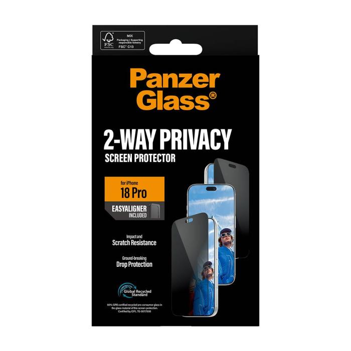 PanzerGlass ® 2-Way Privacy Screen Protector iPhone 18 Pro | Ultra-Wide Fit w. EasyAligner Protector de pantalla 1 pieza(s) — imagen 3 de 14