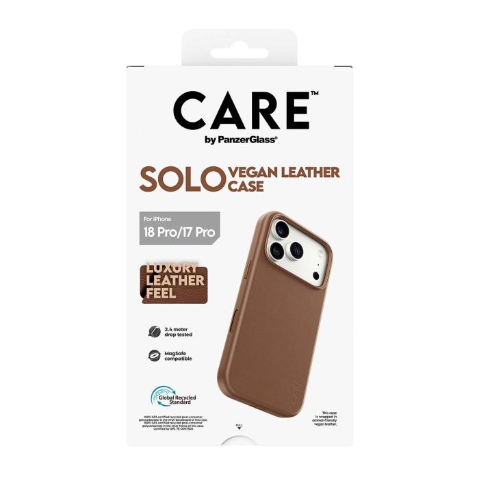 PanzerGlass CARE™ by ® Solo Vegan Leather Case Brown w. MagSafe iPhone 18 Pro | 17 Pro funda para teléfono móvil Marrón — imagen 9 de 12