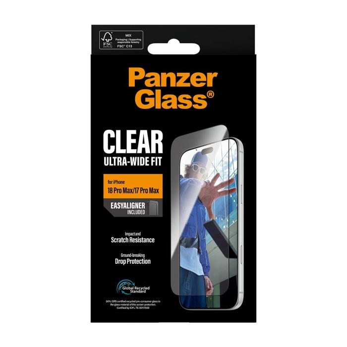 PanzerGlass ® Screen Protector iPhone 18 Pro Max | 17 Pro Max | Ultra-Wide Fit w. EasyAligner Protector de pantalla 1 — imagen 9 de 12
