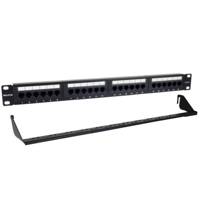Phasak Patch panel 19'' 24P Cat.6 UTP RJ45 DUAL 1U + Organizador - PU 2424 — imagen 2 de 10