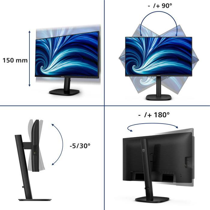 Philips 24B2U3601 pantalla para PC 60,5 cm (23.8'') 2560 x 1440 Pixeles Quad HD LCD Negro — imagen 3 de 22