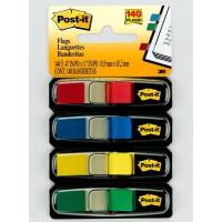 Post-It Flags, Primary Colors, 1/2 in Wide, 35/Dispenser, 4 Dispensers/Pack bandera adhesiva 35 hojas