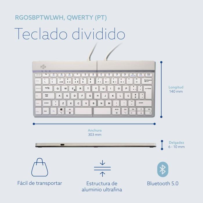 R-Go Tools Teclado ergonómico R-Go Split Break con software de pausa, teclado dividido ergonómico, QWERTY (PT), bluetooth — imagen 15 de 32