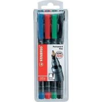 STABILO OHPen universal permanent, 4 Pack marcador permanente Punta redonda Negro, Azul, Verde, Rojo 4 pieza(s)