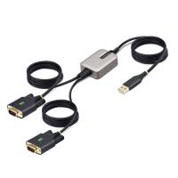StarTech.com 2P6FFC-USB-SERIAL cambiador de género para cable USB-A 2 x DB-9 RS-232 Negro, Gris