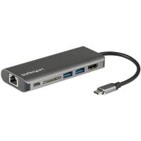 StarTech.com Adaptador Multipuertos USB-C - Docking Station Portátil USB Tipo C a HDMI de 4K - Hub Ladrón USB 3.0 de 2 Puertos - Lector de Tarjetas SD/SDHC - GbE - PD 3.0 de 60W Pass-Through - Mini Dock de Viajes USBC - Thunderbolt 3/USB-C