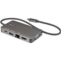 StarTech.com Adaptador Multipuertos USB-C - Docking Station USB Tipo C a HDMI 4K30 o VGA 1080p - Replicador de Puertos USBC PD de 100W - Hub USB de 3 Puertos - Red - con Cable Incorporado de 30cm