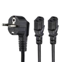 StarTech.com Cable de 2m de Alimentación en Y para Ordenador, 18AWG, EU Schuko a 2x C13, 10A 250V, Cable de Alimentación de CA de Repuesto, para Impresora, para Monitor, UL