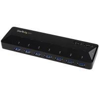 StarTech.com Concentrador USB 3.0 de 7 Puertos - 5Gbps - Ladrón con Puertos de Carga y Sincronización - Hub con 2 Puertos de 2,4A