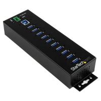 StarTech.com Hub Concentrador Ladrón USB de 10 Puertos con Adaptador de Corriente - con Protección contra Descargas de 350W - Hub Industrial USB 3.0 de Montaje en Pared Carril DIN o Mesa - USB 3.2 Gen 1 (5Gbps)
