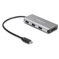StarTech.com Hub Ladrón USB-C de 3 Puertos 10Gbps y Lector de Tarjetas de Memoria Flash SD - con 3 Puertos USB-A y 1 Ranura SD - Adaptador Hub Concentrador 3.2 Gen 2 Tipo C - Portátil - Hub para Ordenador Portátil - Alimentado por USB - Compatible TB3
