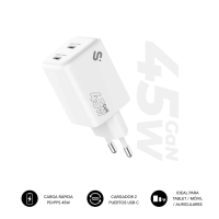 SUBBLIM Cargador GaN 45W Doble USB-C