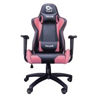 TALIUS Silla Gecko gaming negra/rosa, brazos fijos, butterfly, base nylon, ruedas nylon, gas clase 4