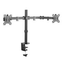 TooQ Soporte de Mesa Giratorio e Inclinable para 2 Pantallas (Monitor / TV Plasma / LCD / LED) 13” – 32”, de Dos Brazos, Negro