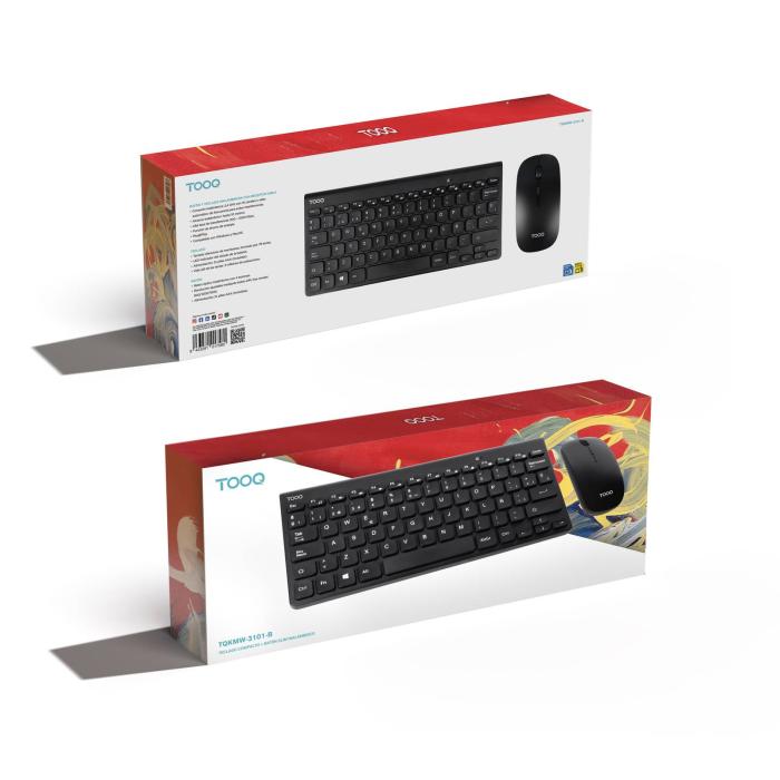TooQ Teclado compacto + Ratón slim inalámbrico, Negro — imagen 10 de 10