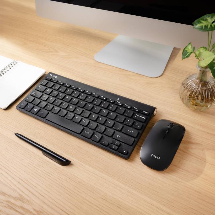 TooQ Teclado compacto + Ratón slim inalámbrico, Negro — imagen 8 de 10