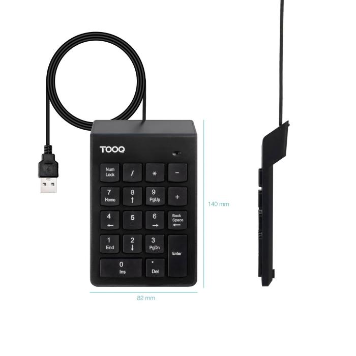 TooQ Teclado numérico USB, 19 teclas, Negro — imagen 7 de 10