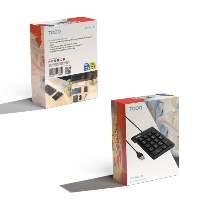 TooQ Teclado numérico USB, 19 teclas, Negro — imagen 5 de 10