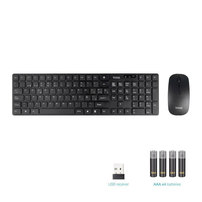 TooQ Teclado + Ratón slim inalámbricos, Negro — imagen 2 de 10