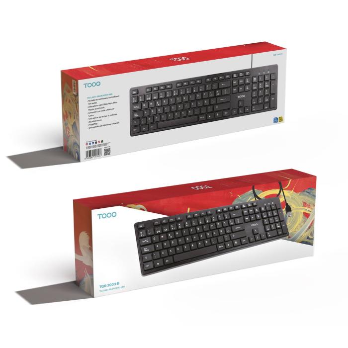 TooQ Teclado silencioso USB, 105 teclas, Negro — imagen 10 de 10