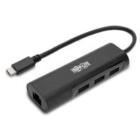 Tripp Lite Adaptador Portátil Ethernet Gigabit USB 3.1 Gen 1 con Hub de 3 Puertos, Compatible con Thunderbolt™ 3, Aluminio - Negro