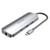 Vention Docking USB Tipo-C TOMHB/ 1xHDMI/ 2xUSB/ 1xUSB Tipo-C/ 1xUSB Tipo-C PD/ 1xRJ45/ 1xLector Tarjetas SD y MicroSD/ Jack 3.5/ Gris