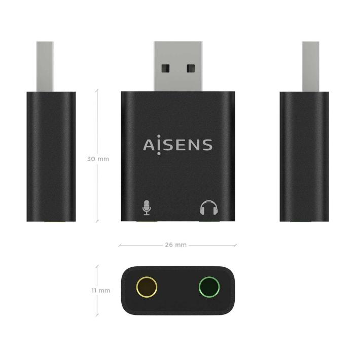 AISENS A106-0768 changeur de genre de câble USB-A 2x 3.5 mm Noir — image 3 sur 4