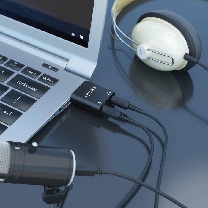 AISENS A106-0768 changeur de genre de câble USB-A 2x 3.5 mm Noir — image 4 sur 4