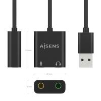 AISENS A106-0769 changeur de genre de câble USB-A 2x 3.5 mm Noir, voir l’image 3 sur 4