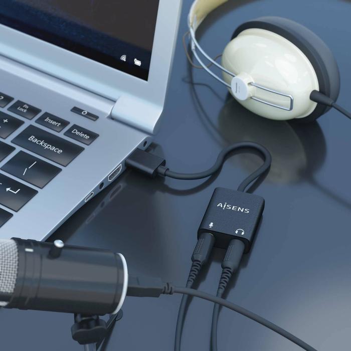 AISENS A106-0769 changeur de genre de câble USB-A 2x 3.5 mm Noir — image 4 sur 4