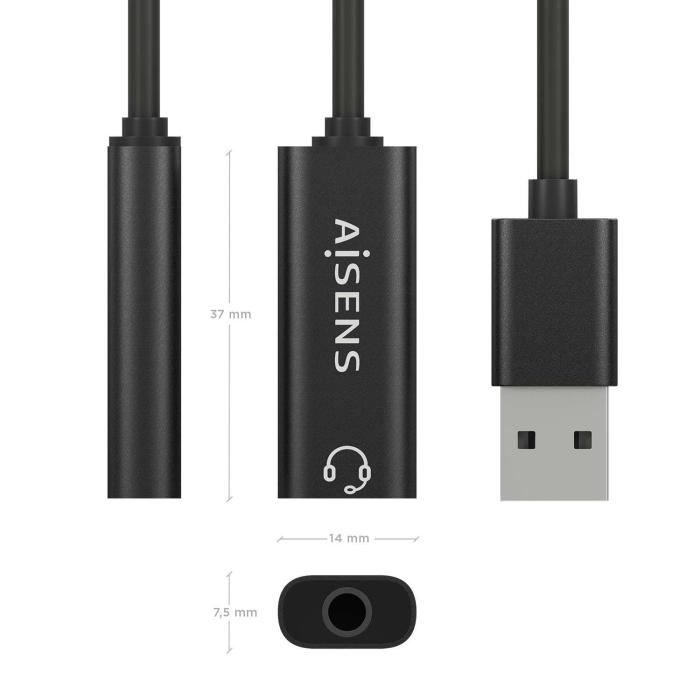 AISENS A106-0770 changeur de genre de câble USB-A 3.5 mm Noir — image 3 sur 4