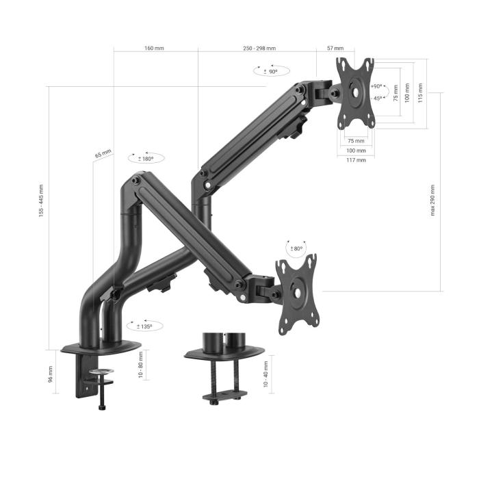 AISENS DT32TSR-141 support d'écran plat pour bureau 81,3 cm (32'') Noir — image 3 sur 9